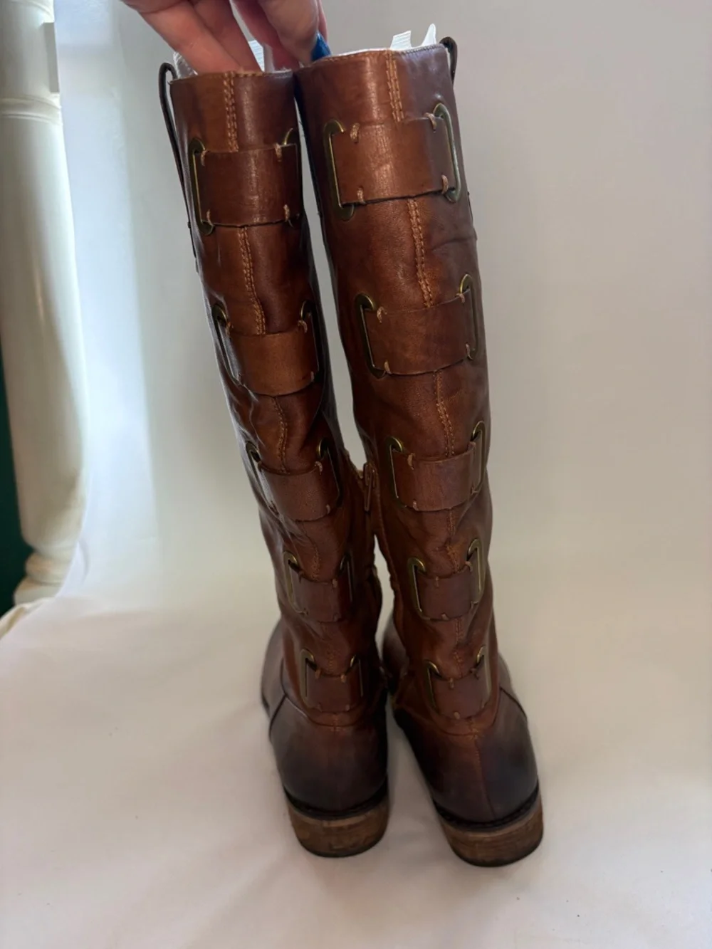 Arturo Chiang Chestnut Brown Leather Over-the-Knee Riding Boots Size 9.5